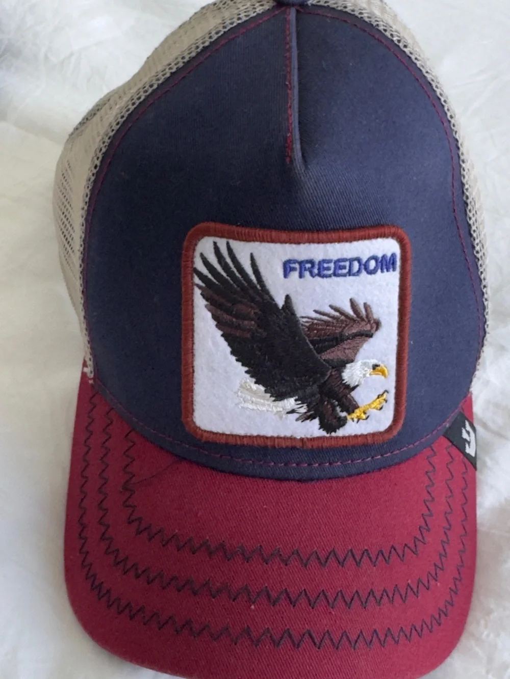 Trucker Hat Freedom Eagle Patch Trucker Hat in Navy and Burgundy
